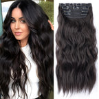 4Pcs/Set 20Inch Synthetic Hair Clip In Long Wavy Thick Hairpieces For Women Full Head Synthetic Hair Extensions Ombre Hairpieces
