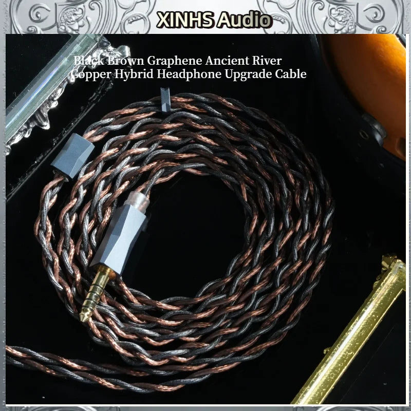 XINHS Y13 4-core Black Brown Graphene Ancient River Copper Hybrid Headphone Upgrade Cable,0.78 2pin/HD650/IE900/KZ-QDC/MMCX IEM