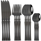 16pcs Dinnerware Set Stainless Steel Tableware Set Knife Fork Spoon Flatware Set Cutlery Set Knife Fork Spoon Tea Spoon