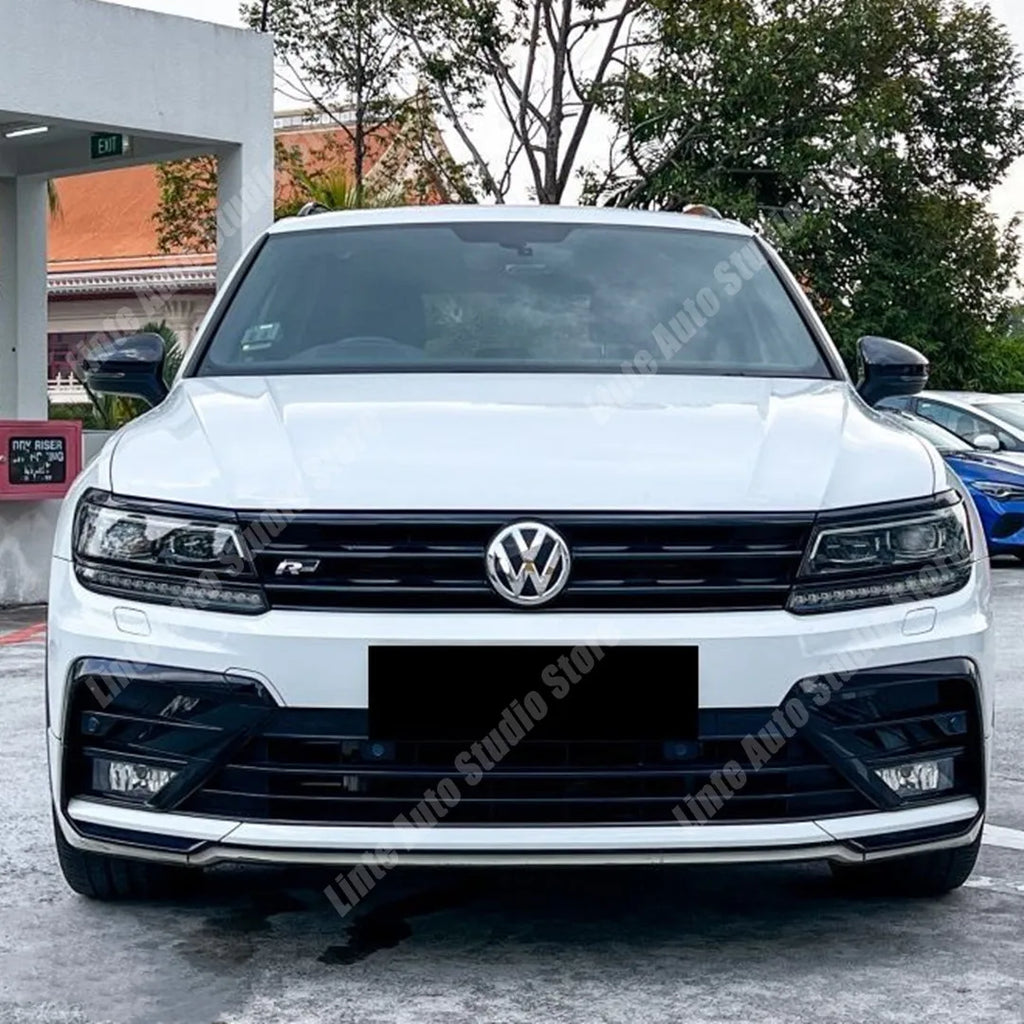 For VW Volkswagen Tiguan MK2 2016-2021 Car Front Bumper Mesh Center Grille Grill Moulding Strips Cover Trim Gloss Black Styling