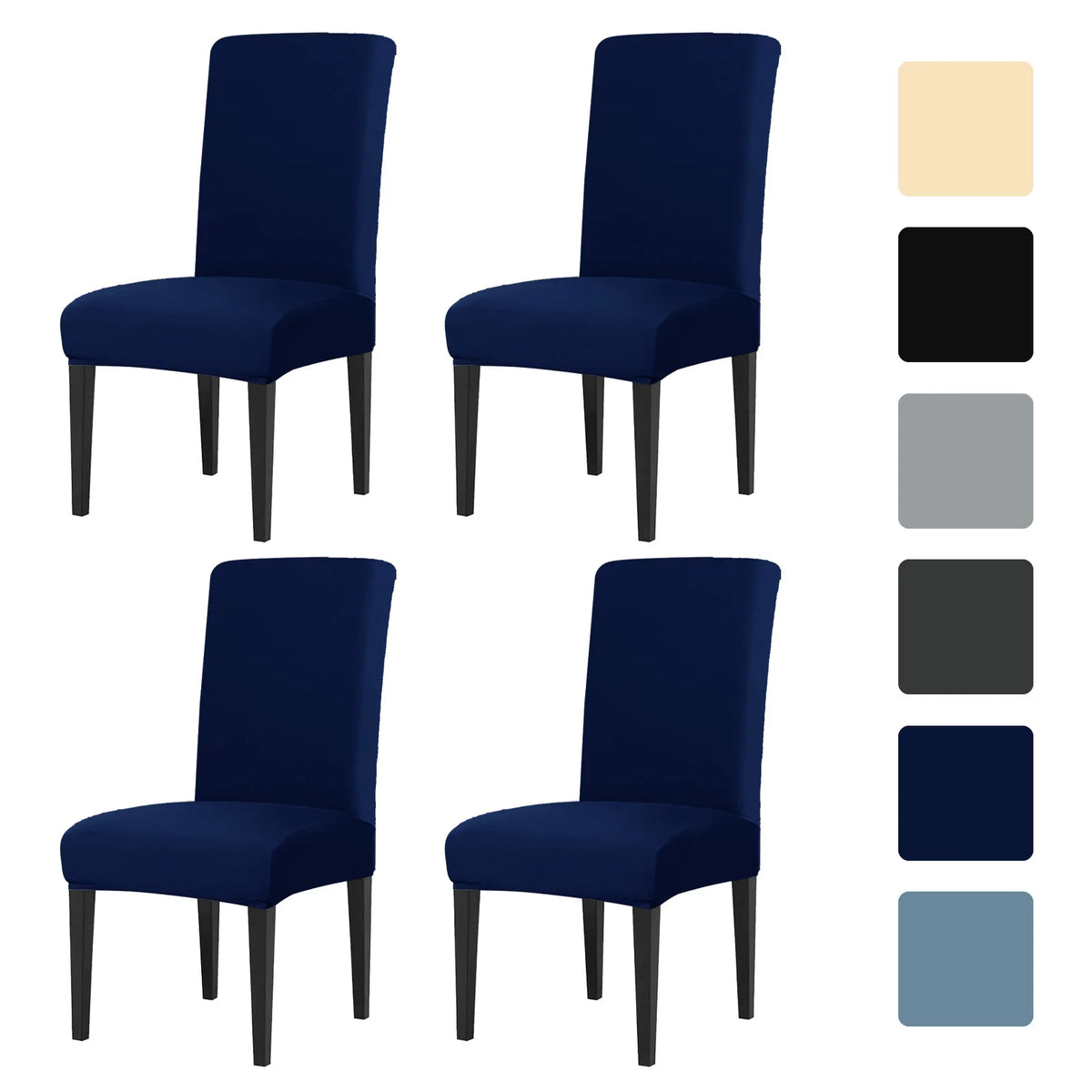 4Pc Set High Stretch Dining Chair Cover Elastic Slipcover Removable Non Slip Seat Protector for Living Room Home Kitchen Wedding