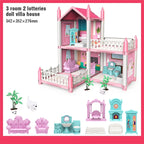 3D DIY Dream Princess Castle Villa Assembly Doll House Set Toy Girl Family Toy Children's Music Doll House Assembly Villa House