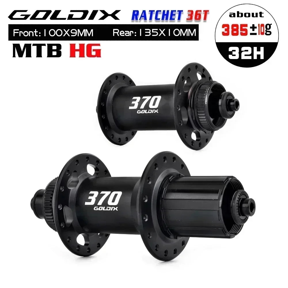 GOLDIX 370 32H Bicycle Hub Sealed Bearing Center Lock Disc Brake J-Bend 32 Holes Ratchet 36T BOOST MTB Hub XD / HG / MS
