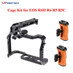 Powerwin Camera Cage For Canon EOS R6 Mark II R6II R6 R5 R5C wooden Handgrid Handle Kit Aluminum Alloy Arri Locating Screw