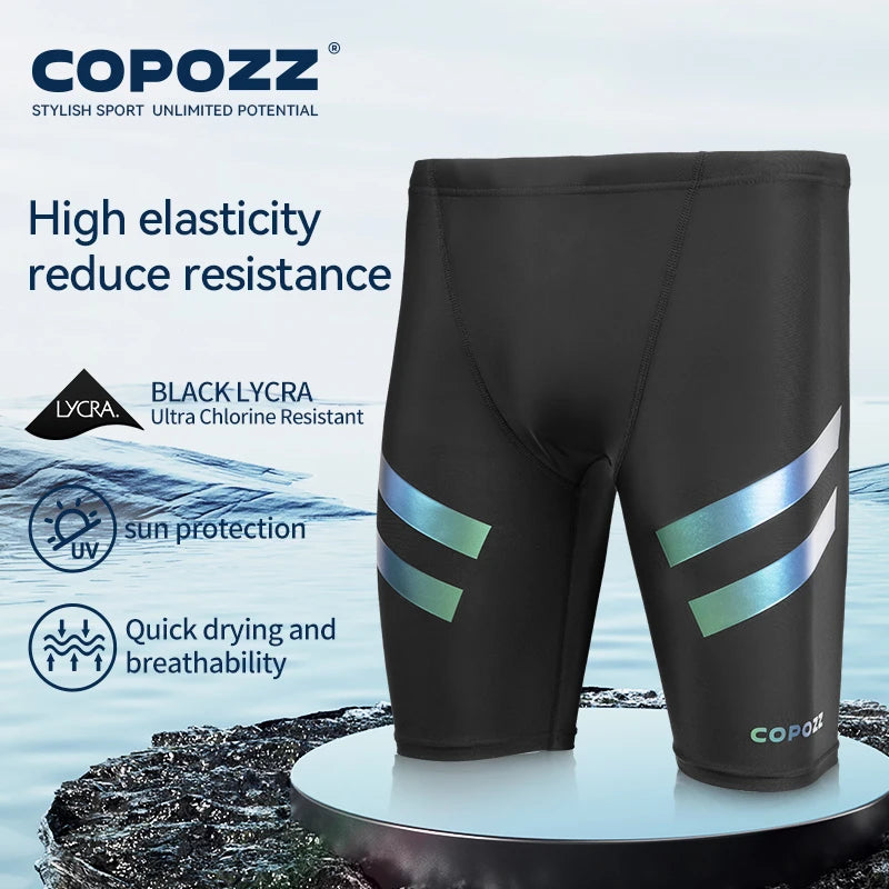 COPOZZ Men's Swimming Trunks Swimming Shorts Competition Training Sports Swimwear Breathable Quick Drying Swimsuit Beach Pants