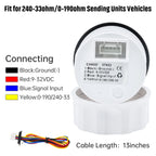 Waterproof 0~100% Digital 52mm Water Level Gauge with Alarm 0-190ohm Water Level Sensor 100-600mm for Car Boat Yacht Custom Red