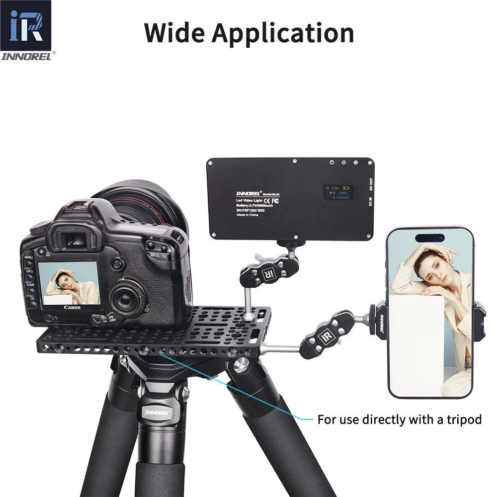 INNOREL CP10 Multi Functional Photography DIY Cheese Plate with 1/4" & 3/8" Threads, Built-in ARRI Locating Holes for Tripod