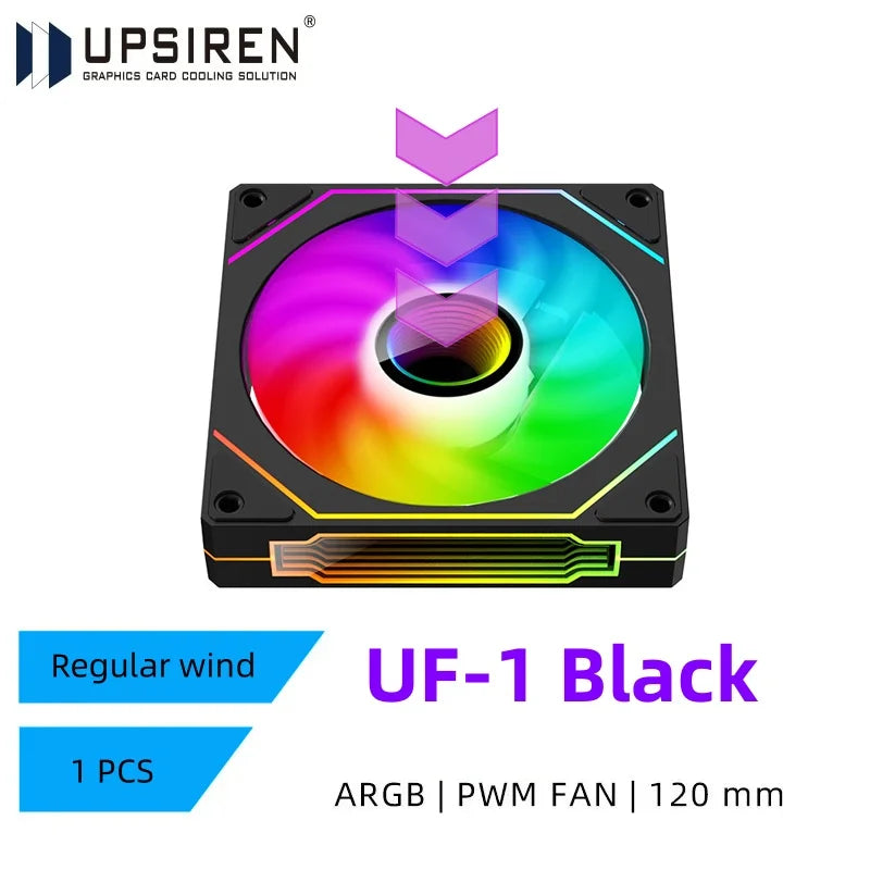 UPSIREN UF-1 PRISM 4 PRO Computer Chassis Fan 12cm ARGB 4 Pin PWM Quiet Cooling Fan 12V Large Air Volume 45.2CFM/600-1500RPM