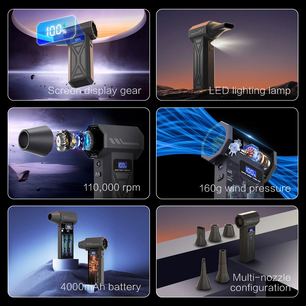 X6 Turbo Jet Blower 130000RPM Powerful Air Blower Brushless Motor Turbo Fan Jet Fan Cleaning Air Duster Blower Air Puissant Tool