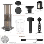 CAFEMASY Portable AeroPress-Style Coffee Maker with Filters, Manual Espresso Press