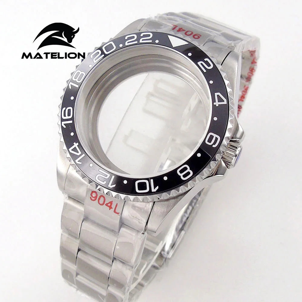 Matelion 20ATM Dive 40mm SUB Case Fit NH35 NH34 GMT ETA 2824 PT5000 Watch Case Steel Bracelet Sapphire 120 Clicks Sliding Buckle