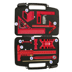9Pcs Woodworking Square Kit with Box, Aluminum Scribeing Ruler,Center Finder,Circular Drawing Compass,Honing Guide,Height Gauge