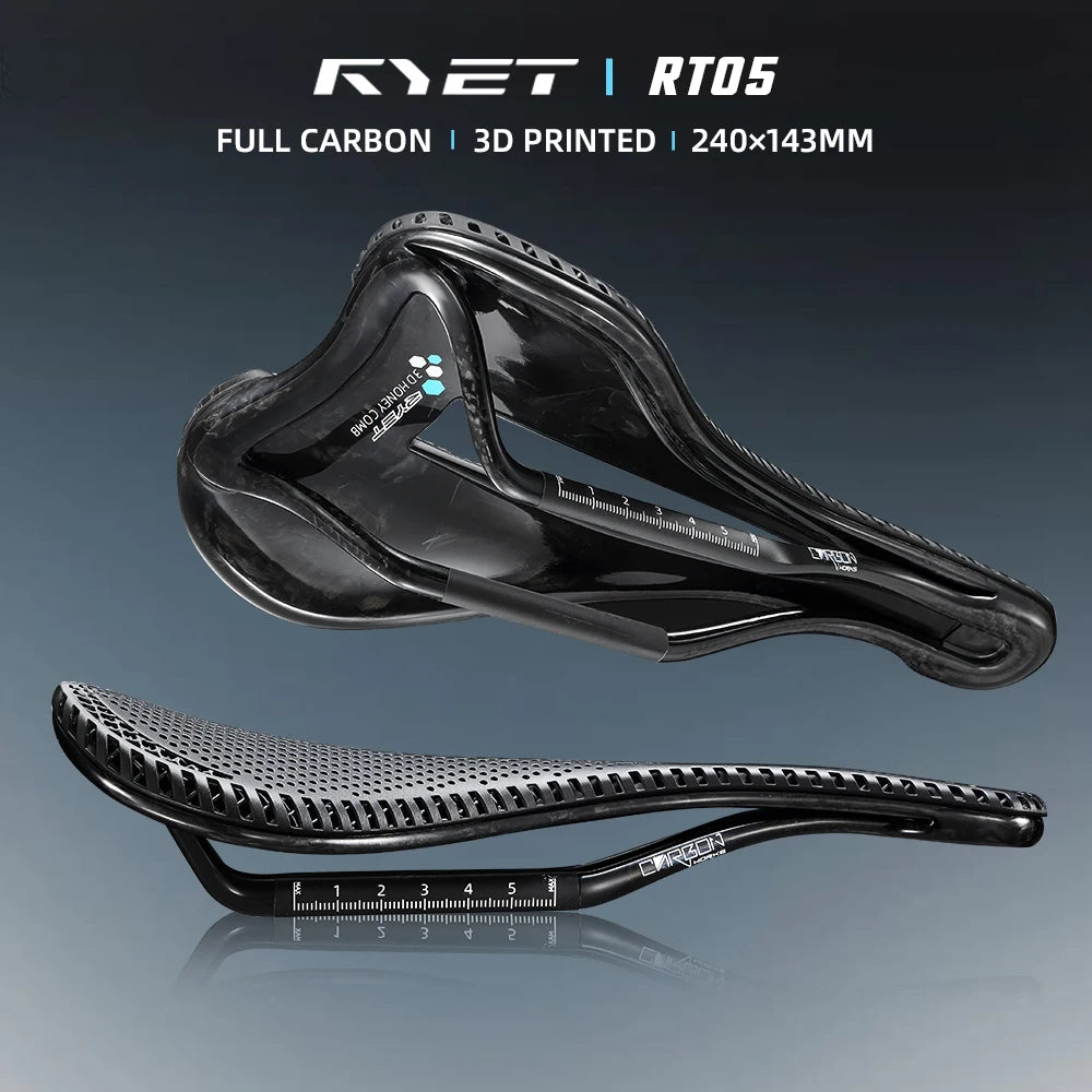 RYET 3D Printed Carbon Bike Saddle 240x143mm/155mm 7x9mm Rails Superlight