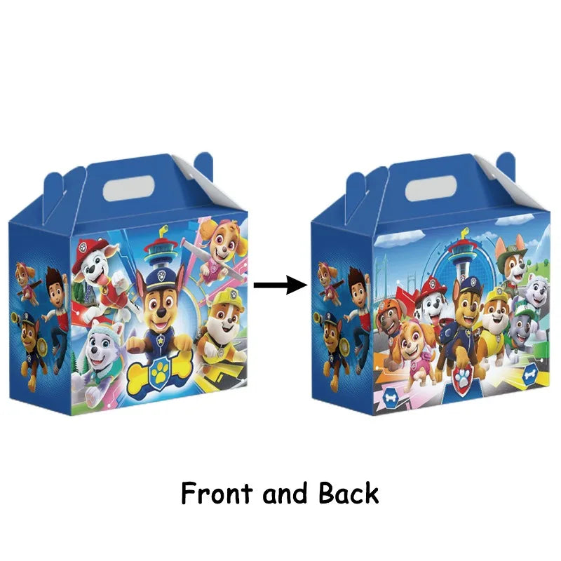 12PCS Paw Patrol Candy Box Happy Birthday Party Decoration Cute Creative Anime Kids Gifts Packaging Box Baby Shower Supplies Bag