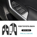 Real Soft Carbon Fiber Sticker For Toyota RAV4 XA50 2019 2020 2021 2022 2023 2024 2025 LHD RHD Car Window Lift Button Panel Trim