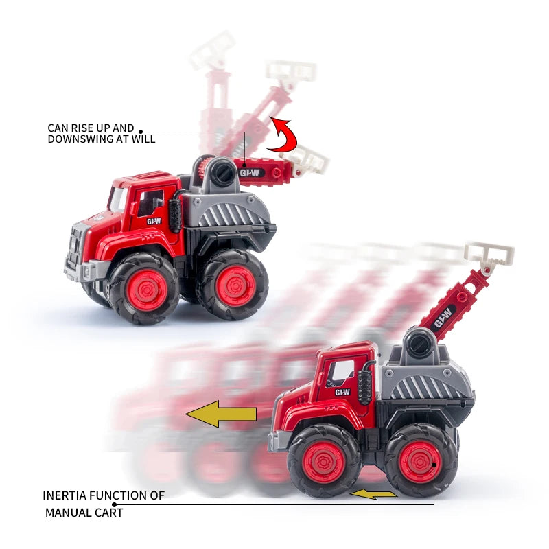 Fire Fighting Vehicle Set Construction City Rescue Fire Ladder Truck Tanker Water Cannon Car Alloy+Plastic Toys for Children