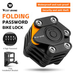 WEST BIKING Bicycle Folding Lock 4 Code Digits Anti-theft Lock Portable E-Bike Scooter Password Foldable Lock Cycling Accessorie
