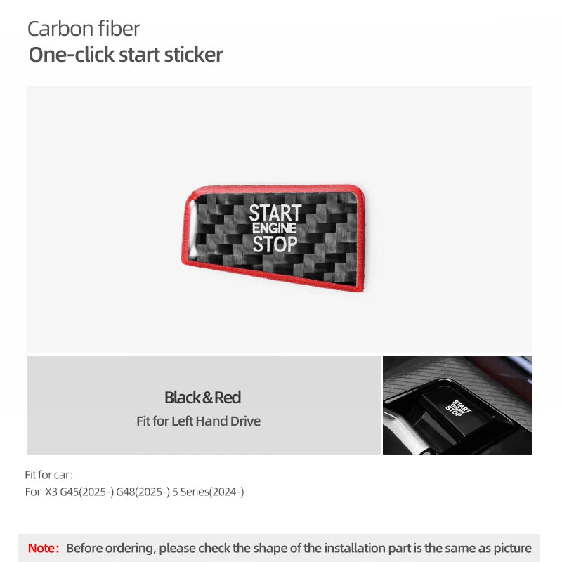 BMW 5 Series G60/G70 X3 G45/G48 2025-2026 Carbon Fiber Start Stop Button Trim Sticker