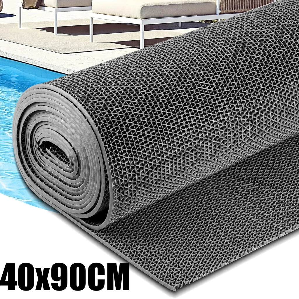 Waterproof Non-Slip PVC Floor Mat 40x90cm Dirt Resistant Indoor/Outdoor, Green Grey Red