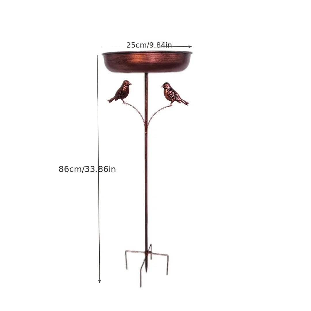 Rustproof Outdoor Vintage Bird Bath And Feeder Combo with 5 Claw Ground Plug Easy to Clean Metal Design Perfect Gift for Bird Lo