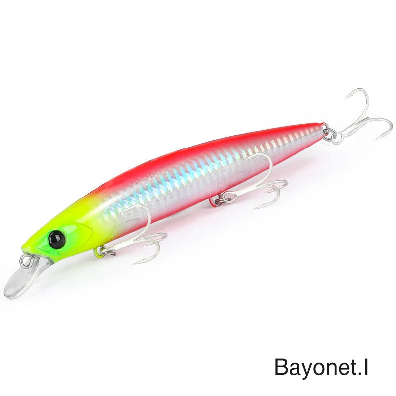 TSURINOYA 4PCS Ultra Long Casting Saltwater Sinking Minnow Sea Fishing Lure BAYONET 135mm 26.4g Seabass Mackerel Hard Bait