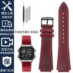 Retro Genuine Leather Watchband For Casio AE1200 AE1300 A158W/A168 W-216H Vintage Watch Strap convex mouth Men's Bracelet 18MM