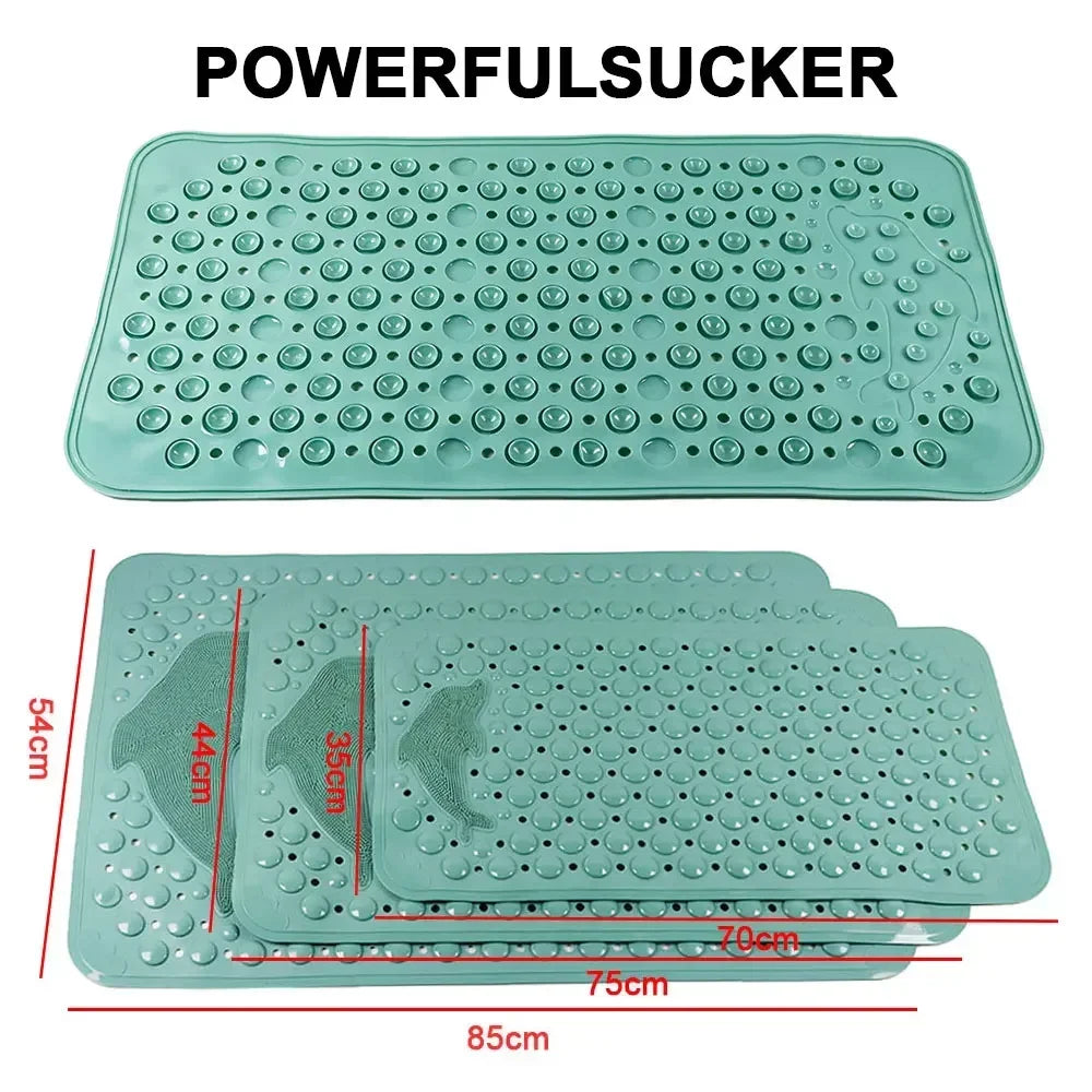 Bathroom anti-slip mat silicone world PVC shower anti-fall mat dolphin massage suction cup floor mat with drainage hole
