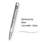 2/1Pc Brush Metallic Marker Pens Gold Silver Color Permanent Art Marker For Manga Crafts Scrapbooking School Stationery Supplies