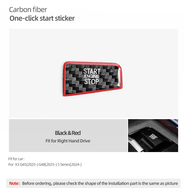 BMW 5 Series G60/G70 X3 G45/G48 2025-2026 Carbon Fiber Start Stop Button Trim Sticker