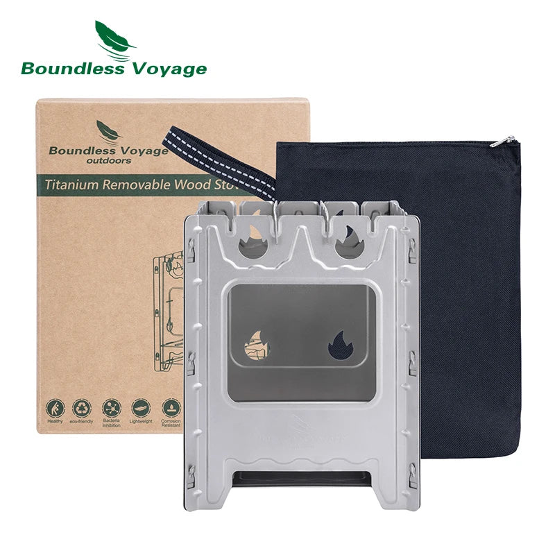 Boundless Voyage Titanium Camping Stove Portable Wood Burning Stove Multi-Fuels Stove for Outdoor Backpacking Hiking BBQ