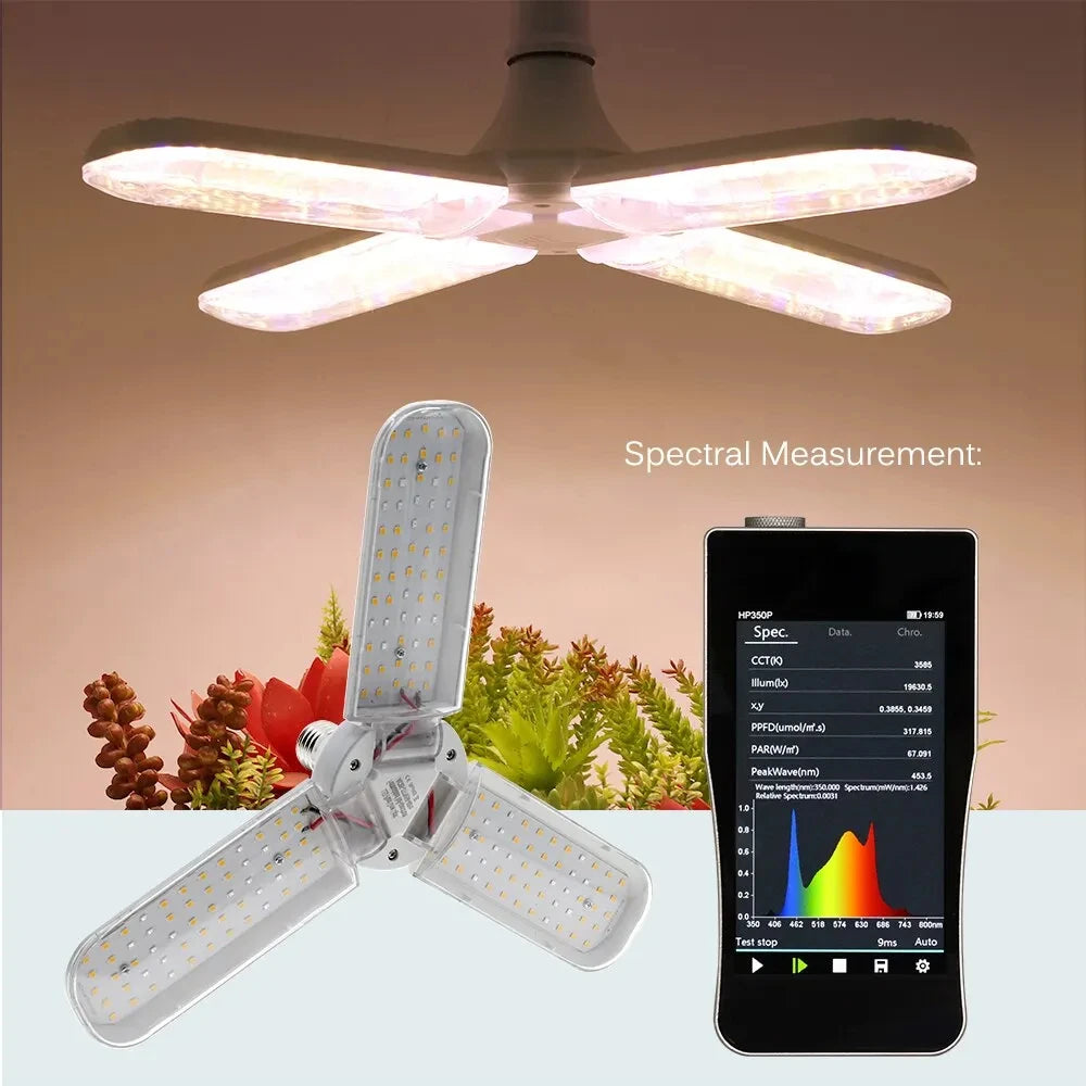 24/36/48W Fan Leaf Foldable LED Grow Light Full Spectrum E27 Plant Growing Light Phytolamp Bulb Indoor Plants Flower Seedling