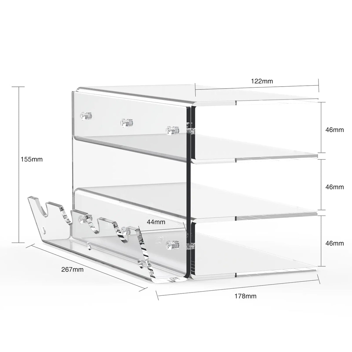 Keyboard Mouse Desktop Organizer Acrylic 3 Tier Stand Frame Shelf Lightweight Keyboard Storage Tool For Study Room Exhibition