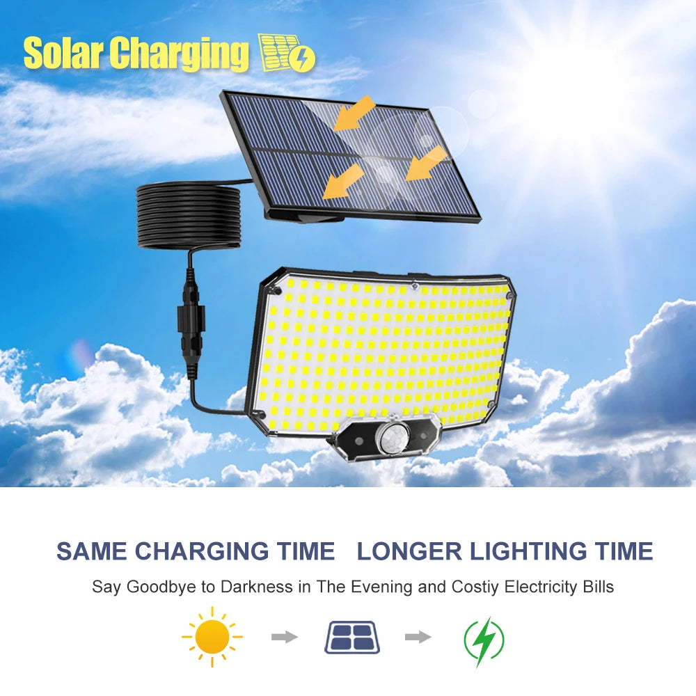 234/318/348 LED Solar Lights 3 Working Modes Super Bright Motion Sensor Outdoor IP65 Waterproof Flood Wall Security Lights Yard