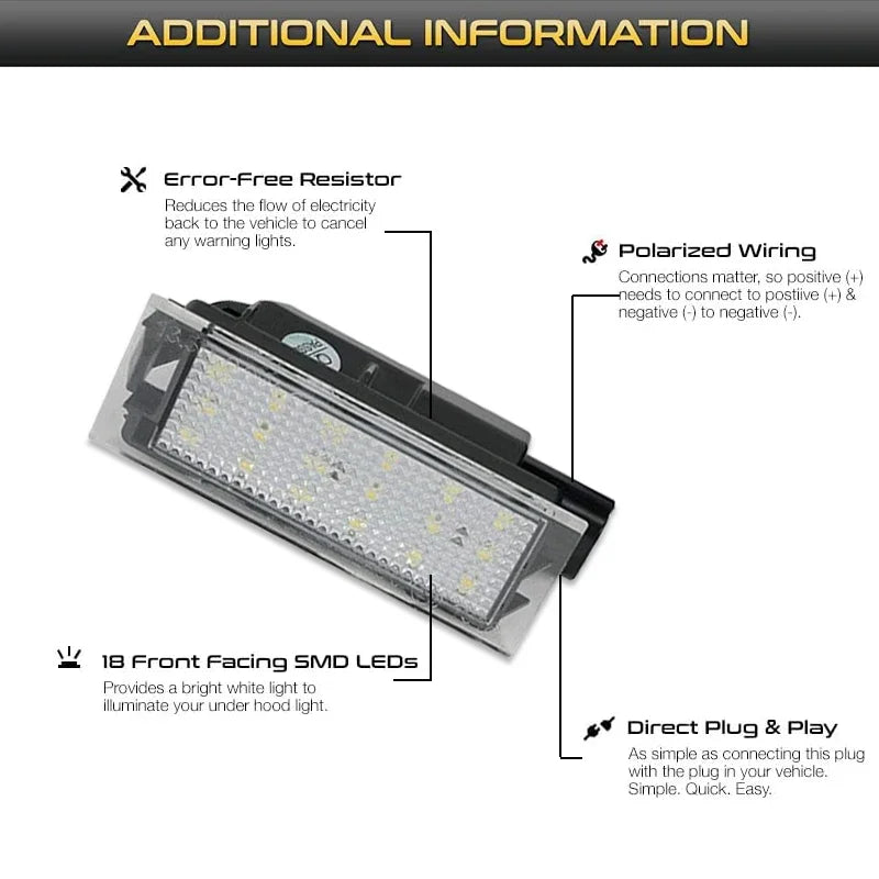 iJDM CANBUS License Number Plate LED Light Canbus For Renault Laguna Master Megane Trafic MK3 Number Lamps 12V White