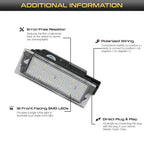 iJDM CANBUS License Number Plate LED Light Canbus For Renault Laguna Master Megane Trafic MK3 Number Lamps 12V White
