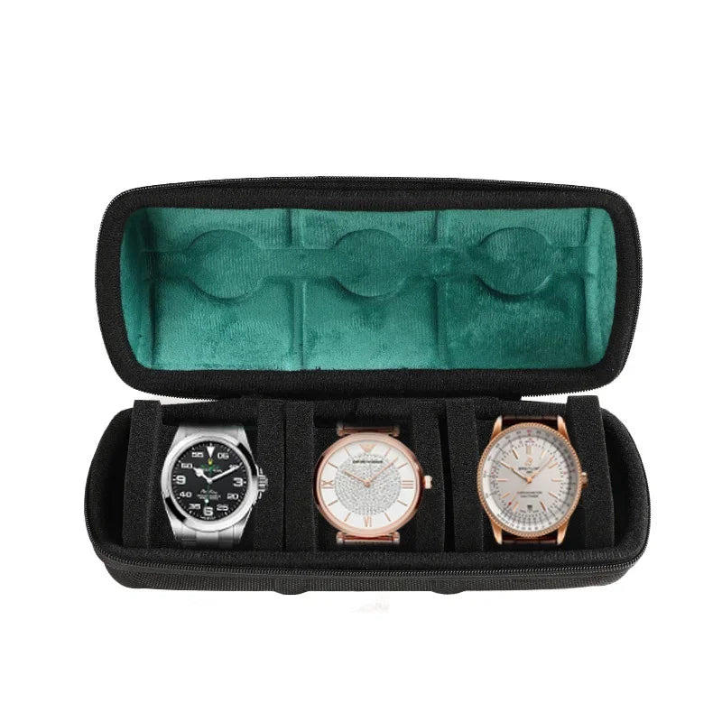 1/2/3/5/6/10 Slot Watch Travel Case,Hard Watch Roll, Travel Watch Organizer Case with Form-Fitting Pillow, Red Microfiber Lining
