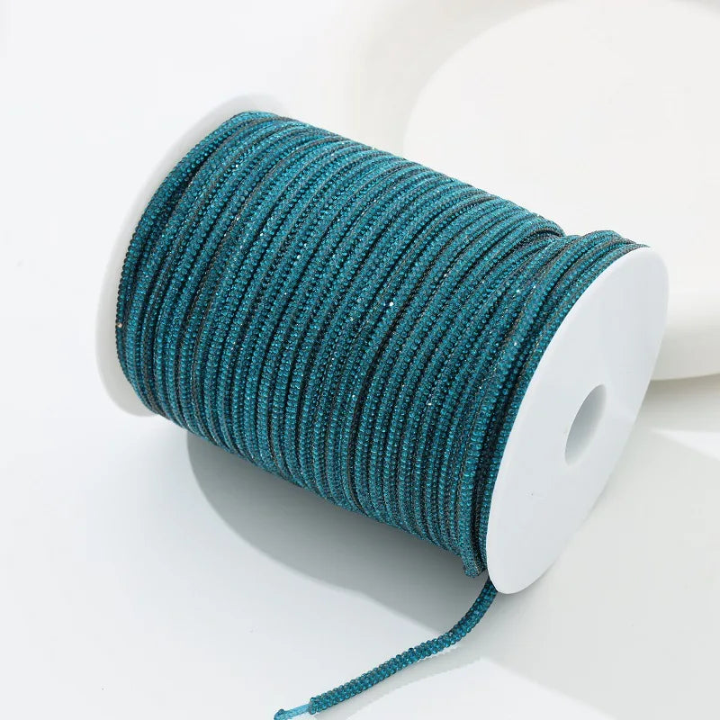 50yards 4mm Crystal Rhinestone Cord Trim Glass Diamond Rope DIY Sewing For Clothes Shoes Bags Wedding Dress Costume Decoration