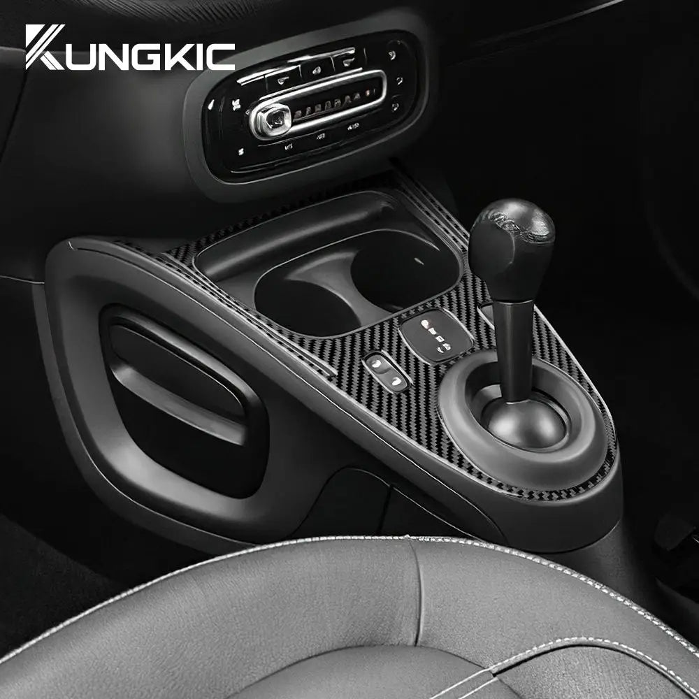 Real Soft Carbon Fiber  Car Gear Shift Panel Frame Trim Sticker for Mercedes Benz Smart 453 Fortwo/forfour 2016 2017 2018 2019