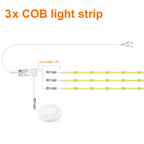 COB LED Cabinet Light Strip, Dimmable Touch/Motion Sensor, 1pc 1-5m Warm/Neutral White