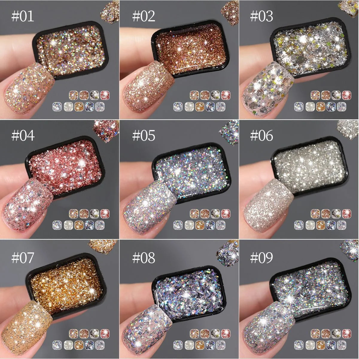 Starburst glitter solid gel nail polish, soak off UV/LED nail art gel, 1pc, style 01