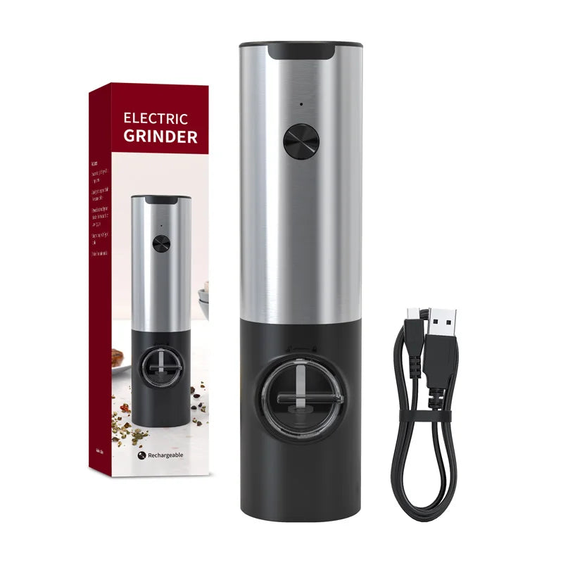 1/2pcs Automatic Pepper Grinder Salt And Pepper Grinder USB Rechargeable Adjustable Coarseness Spice Mill for Kitchen Tool