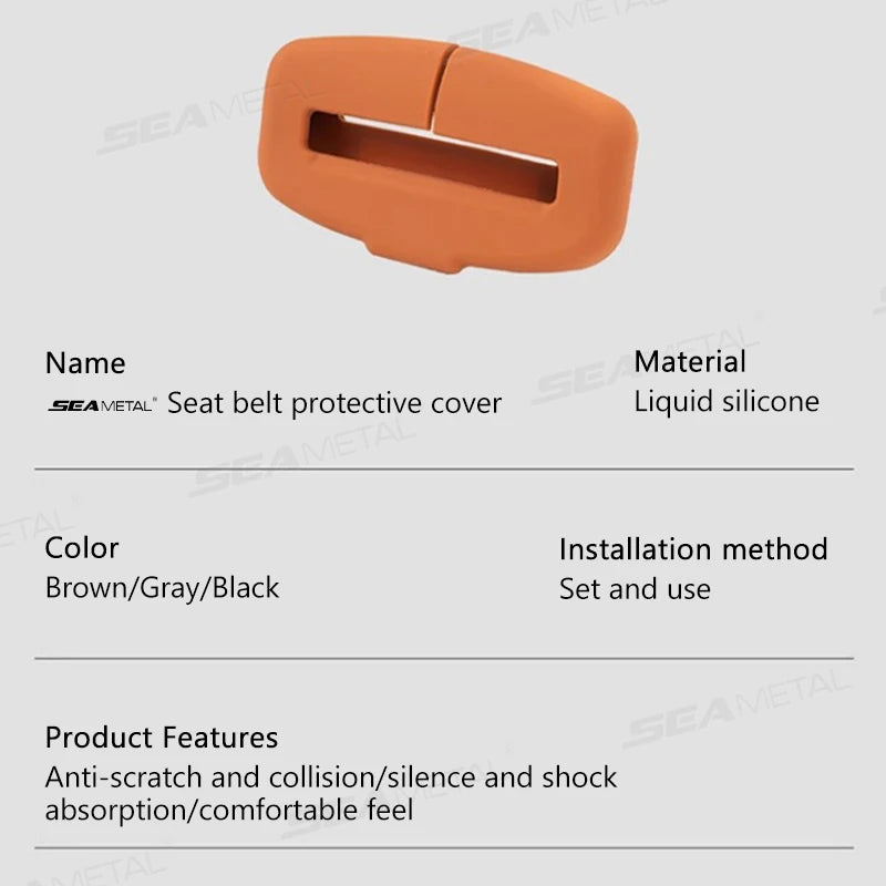 SEAMETAL Car Seat Belt Buckle Protector Cover 2Pcs Soft Silicone Anti-Collision Case Universal Seat Belt Buckle Protection Cover
