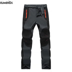 EUMERGX Men Winter Fleece Pants Warm Waterproof Hiking Pants Outdoor Camping Climbing Skiing Soft Shell Windproof Rain Trousers