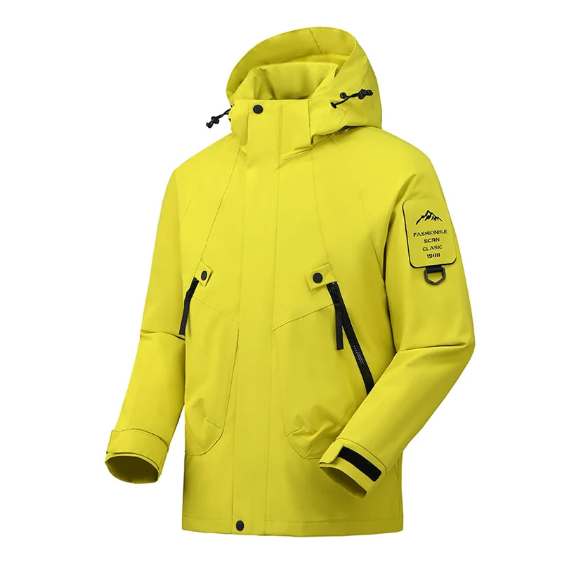 JNLN Unisex Waterproof Hiking Jacket With Detachable Hood Lightweight Windproof Coat Breathable Raincoat for Camping Climbing