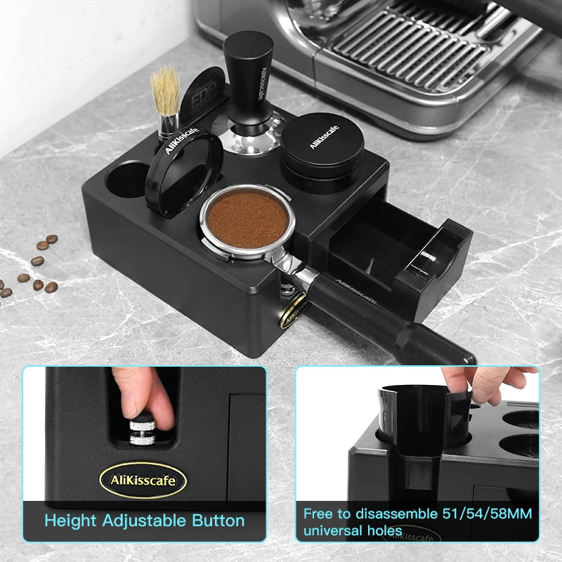 AliKisscafe Coffee Tamping Station Portafilter Holder Stand With Storage Drawer For Delonghi Breville Barista Espresso Accessory