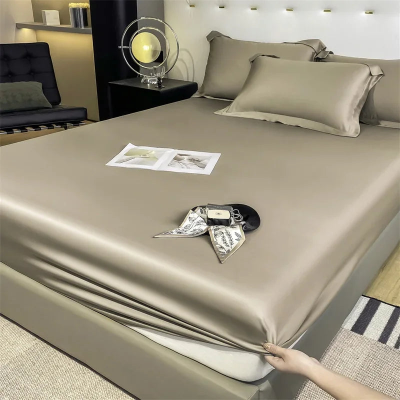 Mulberry Silk Fitted Sheet Natural Silk Bed Cover Queen King Size Bed Cover Customized Size Luxury High-End Silk Bedding Sheets