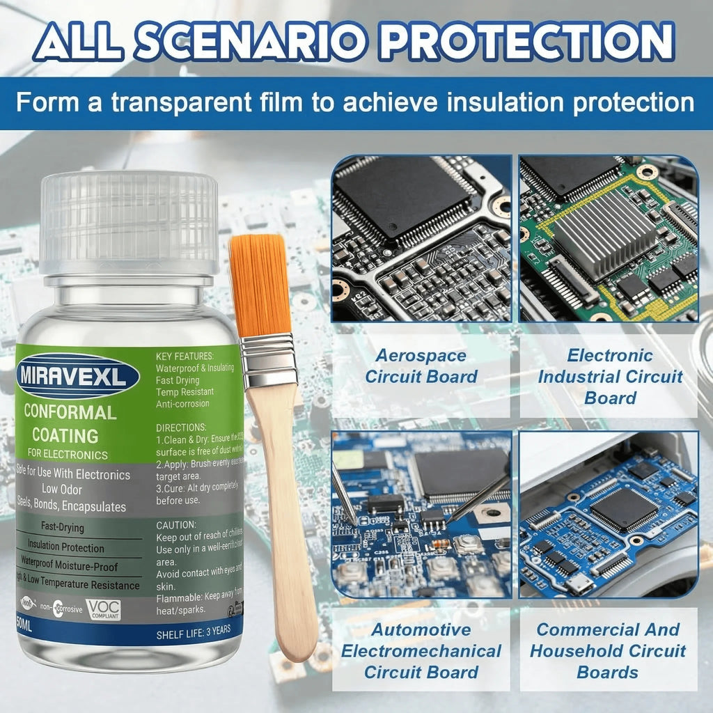 PCB conformal coating clear waterproof insulating varnish with brush, 1pc-6pc