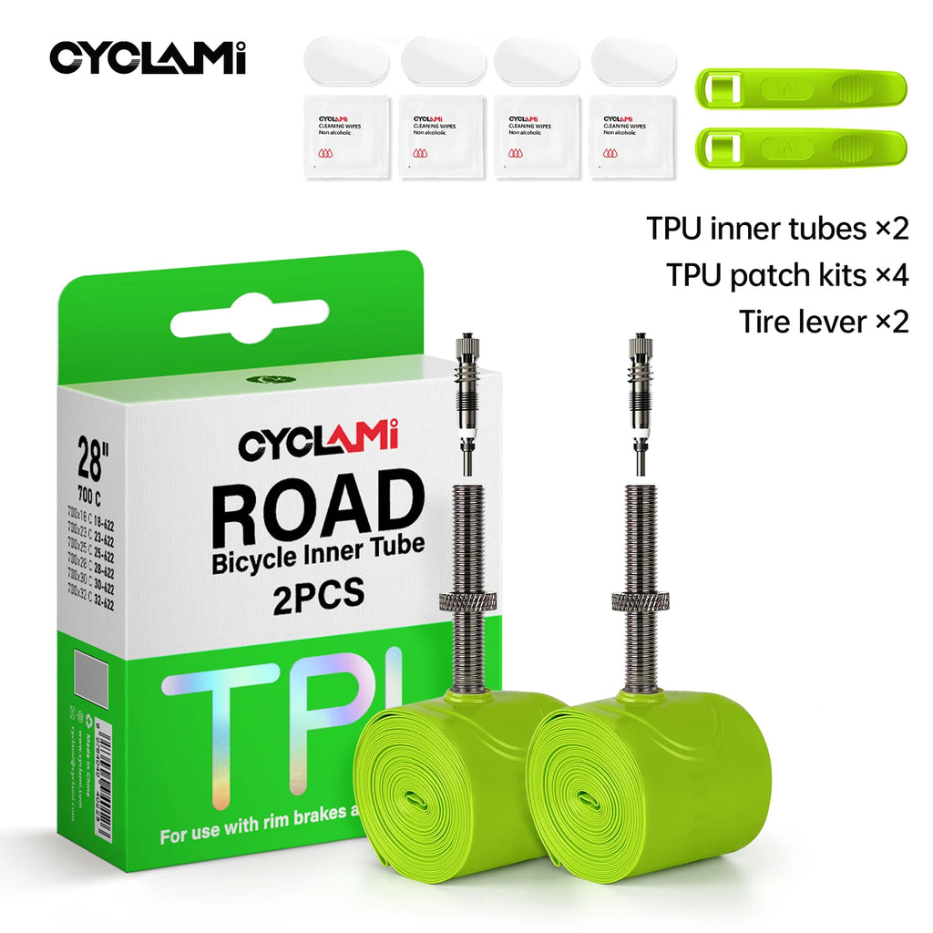 CYCLAMI Ultralight TPU Bike Inner Tube Metal nozzle Bike Inner Tire Removable French Valve For Road 700C 700 18 23 25 28 30 32 C