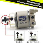 R12T Fuel Filter Water Separator Complete Kit - Marine SPIN-ON R12T Filter Replaces S3240 120AT NPT ZG1/4-19 Fit 3/8 Inch NPT Ou