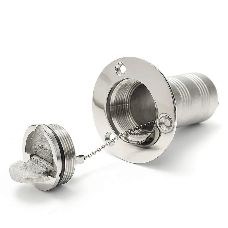 38/50mm 316 Stainless Steel Boat Deck Filler with Keyless Cap GAS DIESEL FUEL WASTE WATER Mirror Polish Marine Deck Filler Cap